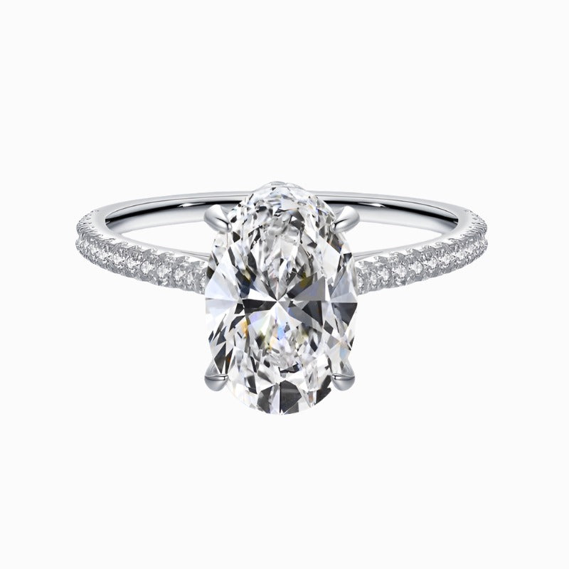 Classic Solo Oval Cut with Pave Engagement Ring