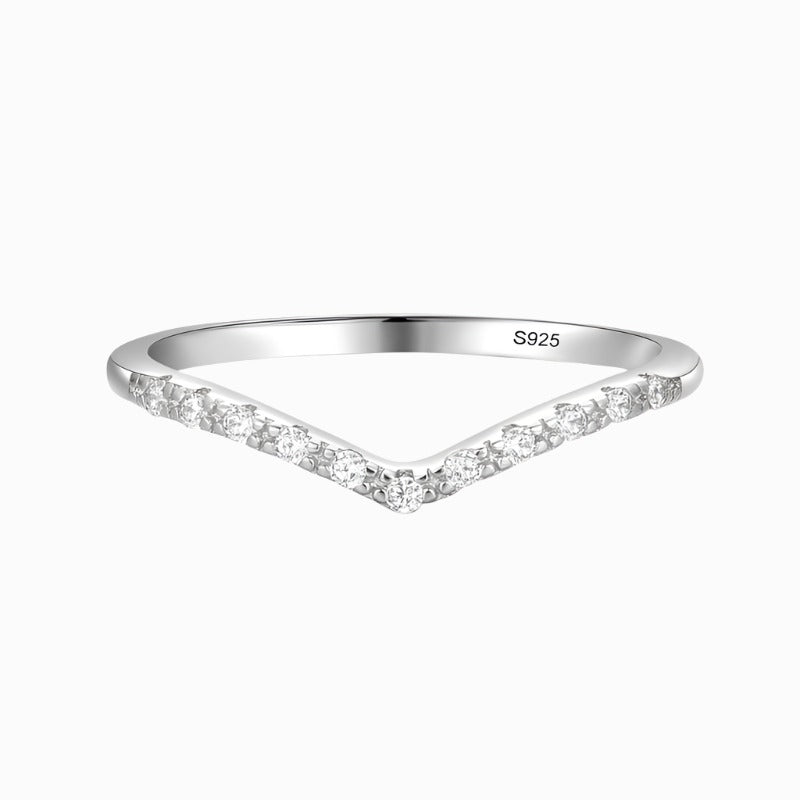 Chevron Shaped Band Zirconia Ring