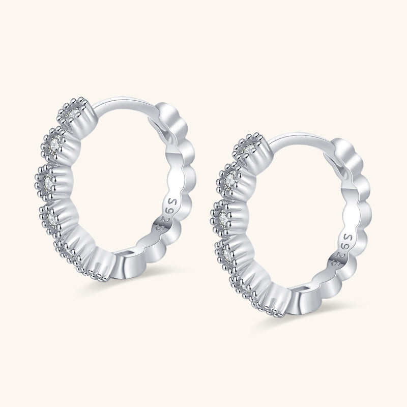 Round Zirconia Sparkling Hoop Earrings