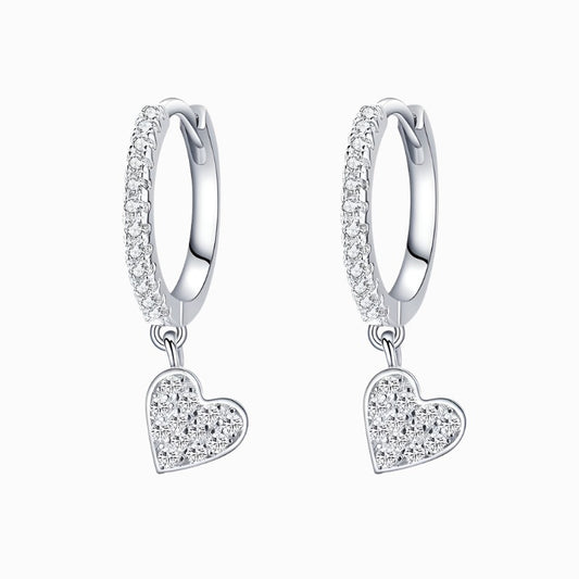 Heart Dangle Huggie Hoop Earrings