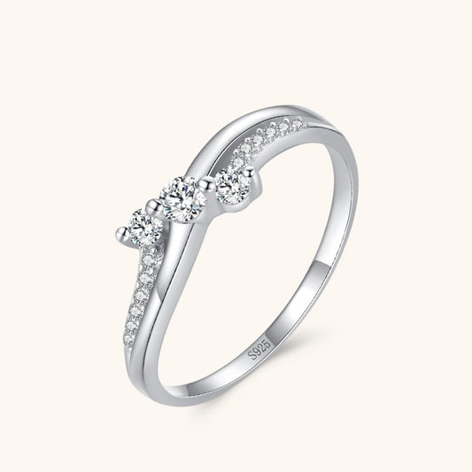 Twisted Three Round Zirconia Ring