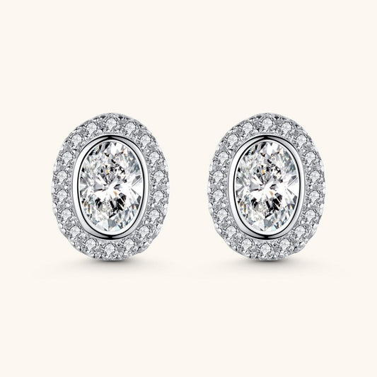 Classic Oval Cut Sparkling Stud Earrings