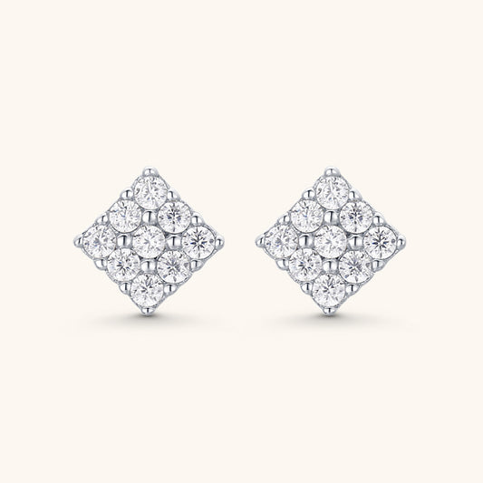 Geometric Zirconia Inlaid Stud Earrings