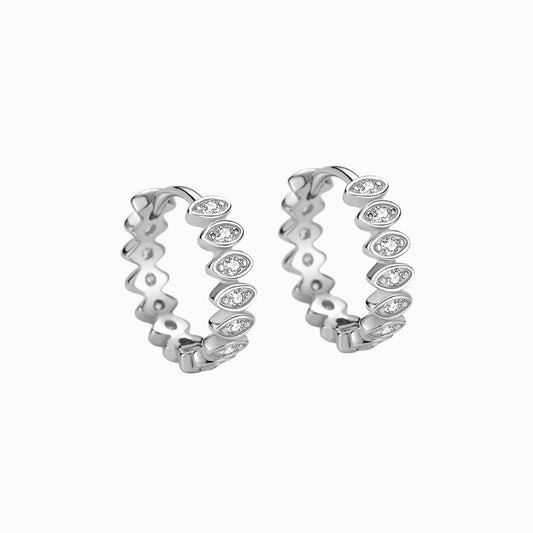 Eye Shape Zirconia Hoop Earrings