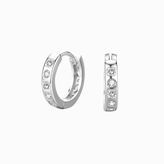 Classic Round and Square Cut Inlaid Hoop Earrings