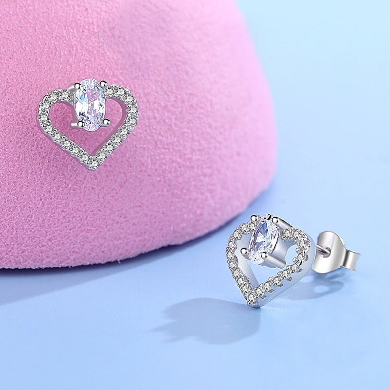 Pavé Heart Stud Earrings