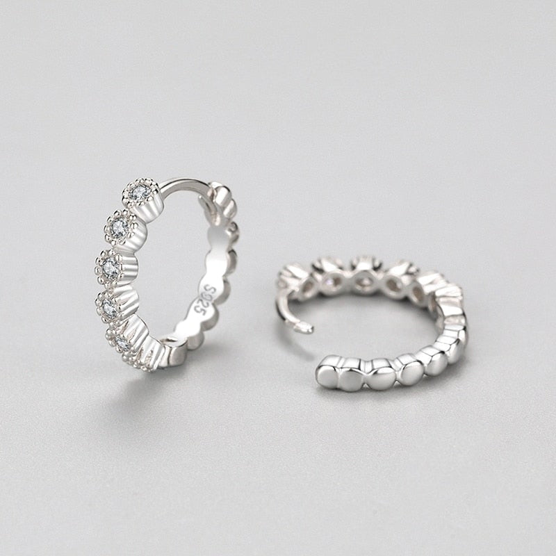 Round Zirconia Sparkling Hoop Earrings